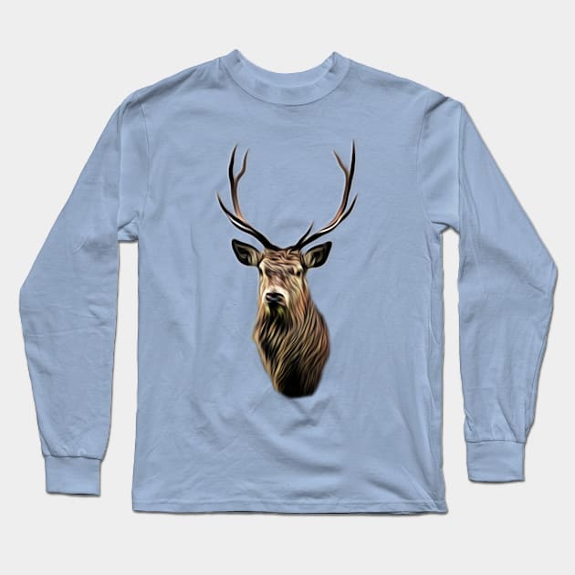 Highland Stag Long Sleeve T-Shirt by Madeinthehighlands